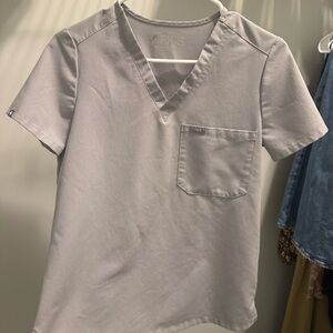 Figs Light Gray V-Neck Scrub Top